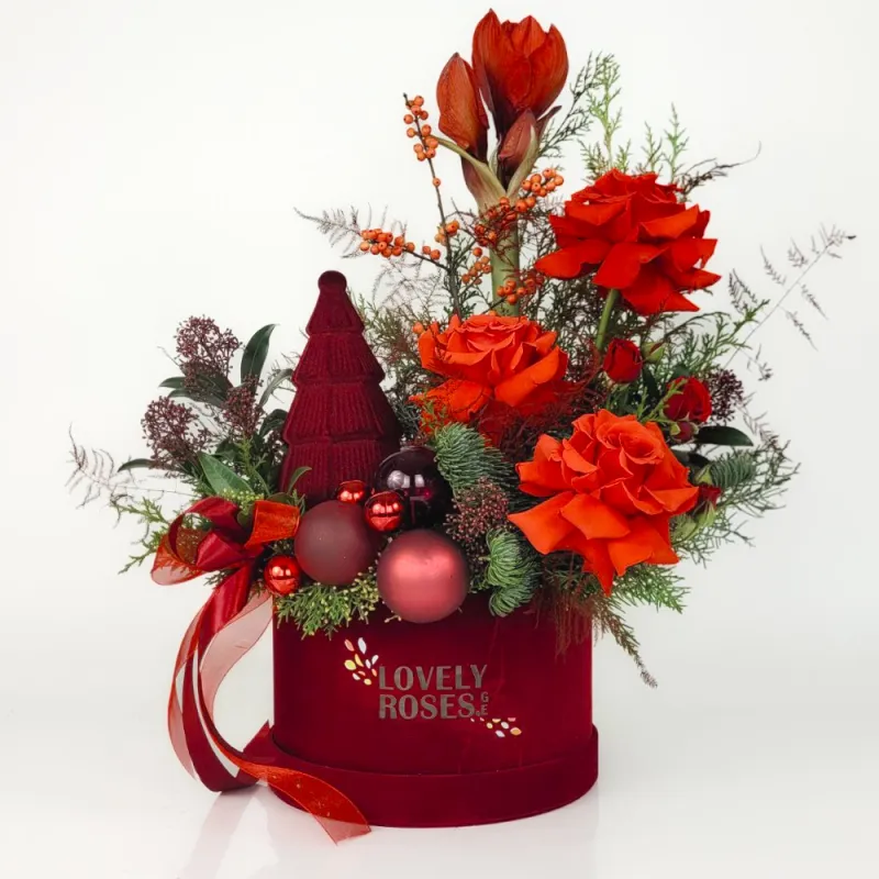 New Year's composition with a toy Christmas tree