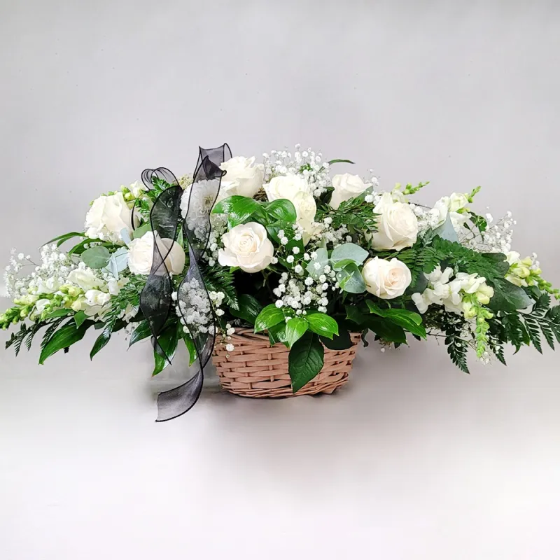 Funeral wreath in white