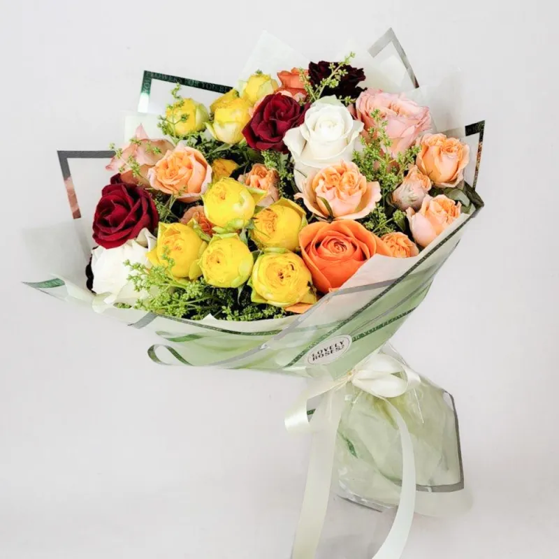 Colorful bouquet with spray roses