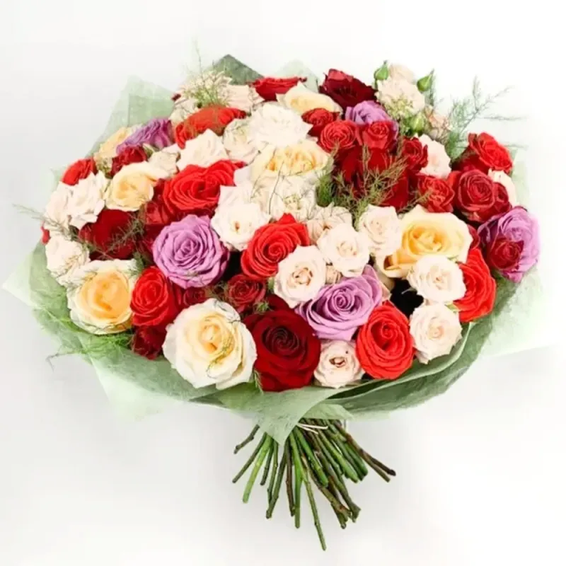 Multicolored bouquet of roses