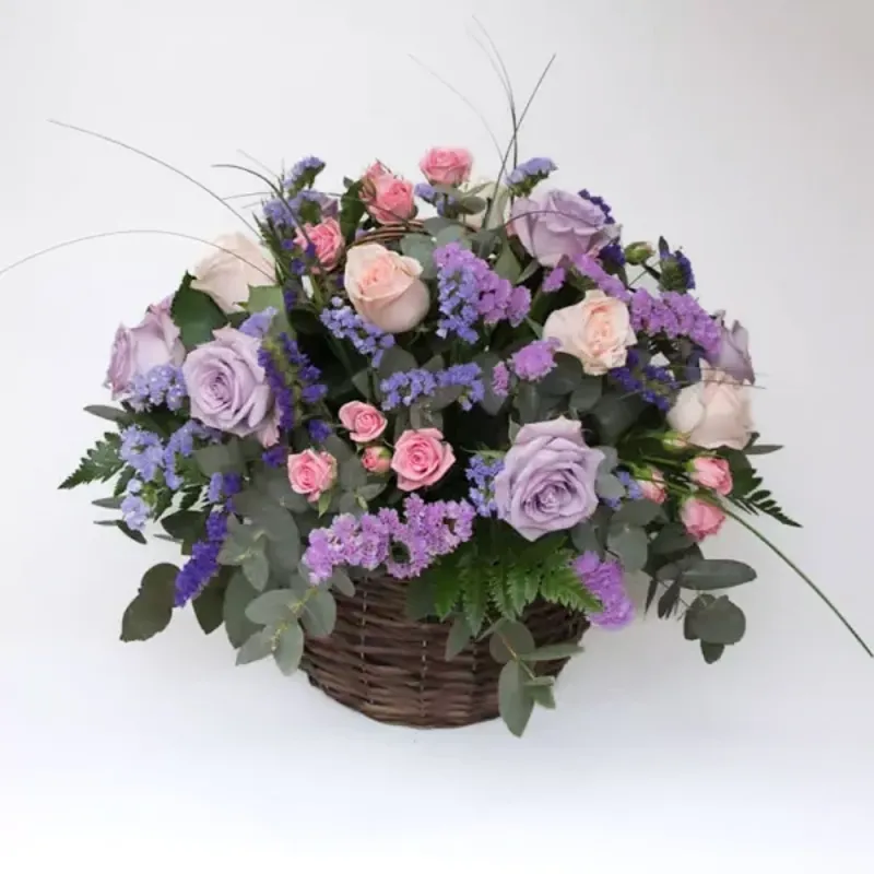 Violet colored composition in a basket