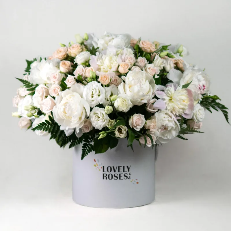 Arrangement with white peonies