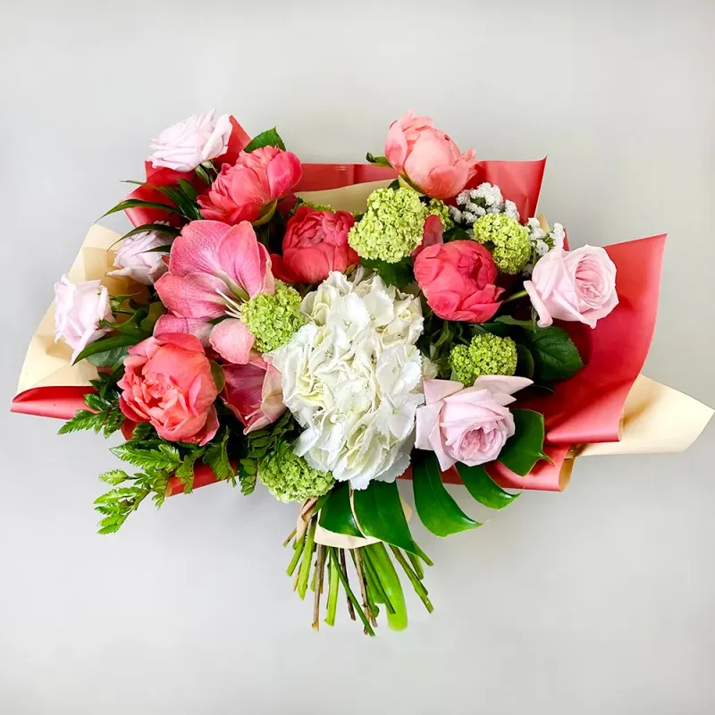 Mix bouquet with peonies and hydrangea