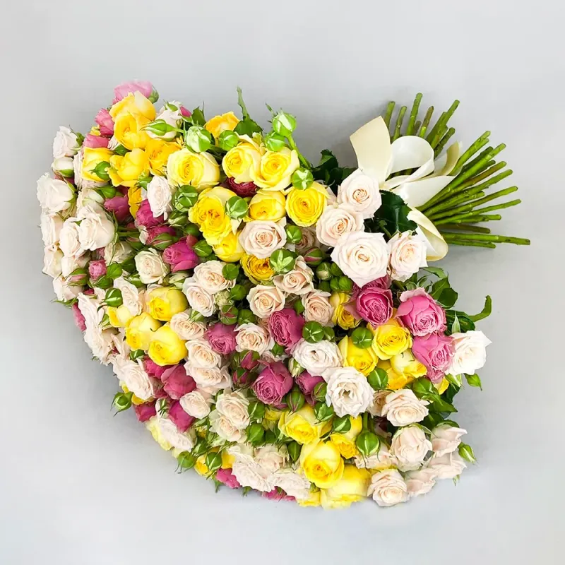 Three colored spray roses