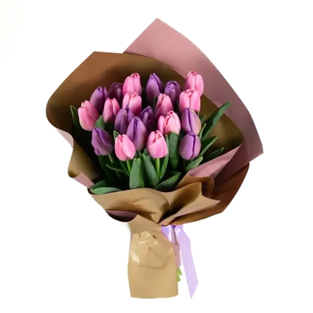 Bouquet of purple-pink tulips (20stems)