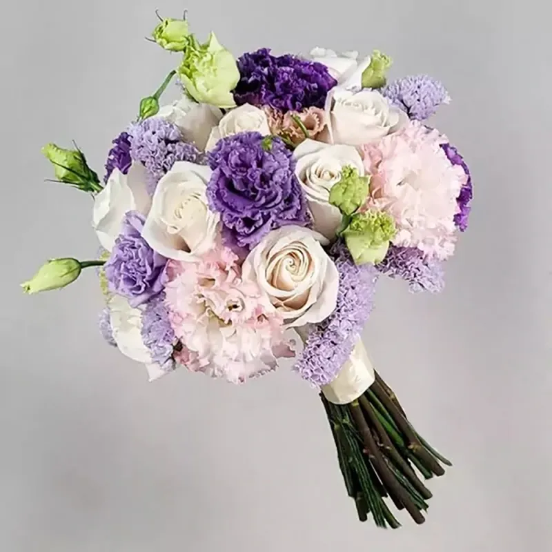 Wedding bouquet in purple and pink colors