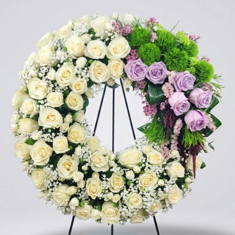 Funeral wreath with roses