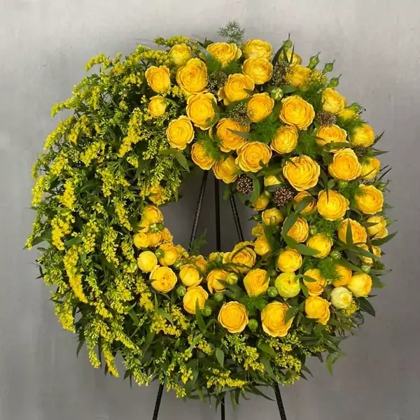 Funeral wreath with Yellow Roses