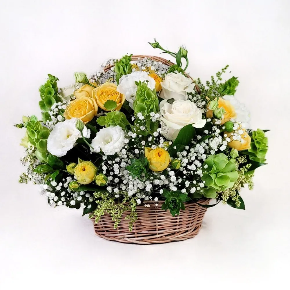 Yellow colored composition in a basket