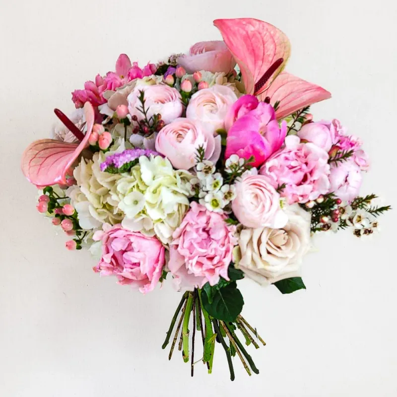 Large bouquet of peonies and anthuriums