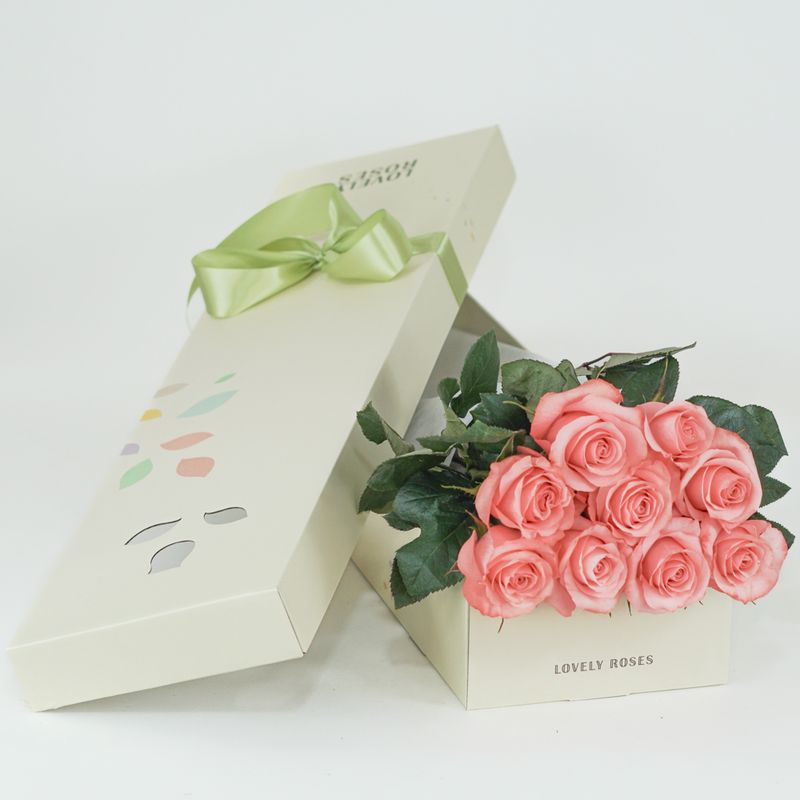 In a long box (pink)