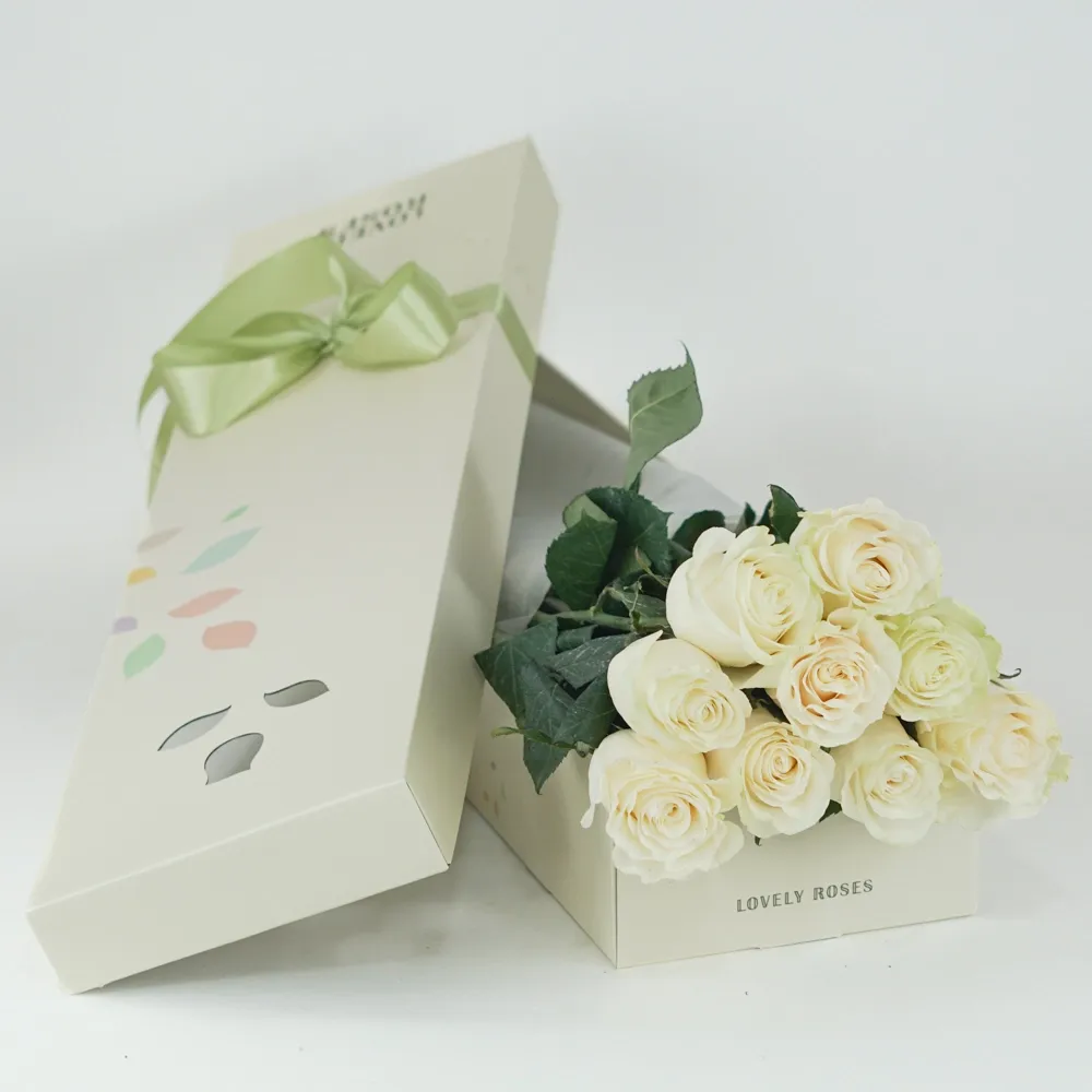 In a long box (white)