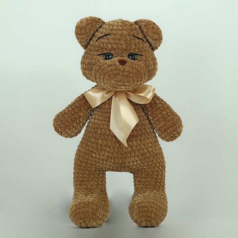 Handmade teddy in a scarf (Brown)