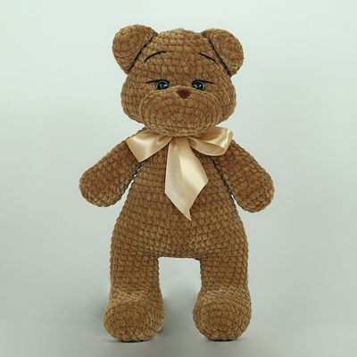 Handmade teddy in a scarf (Brown)