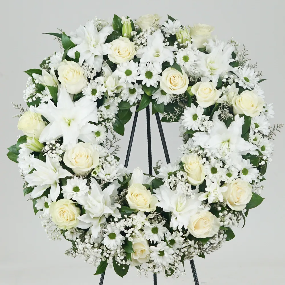 White funeral wreath