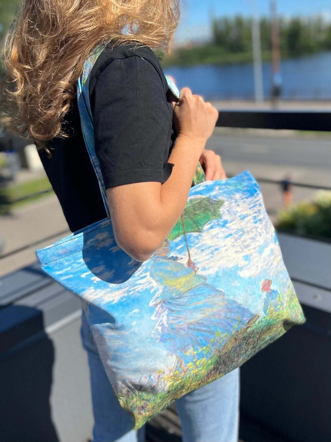 Claude Monet Woman with a Parasol horizontal tote shopper bag