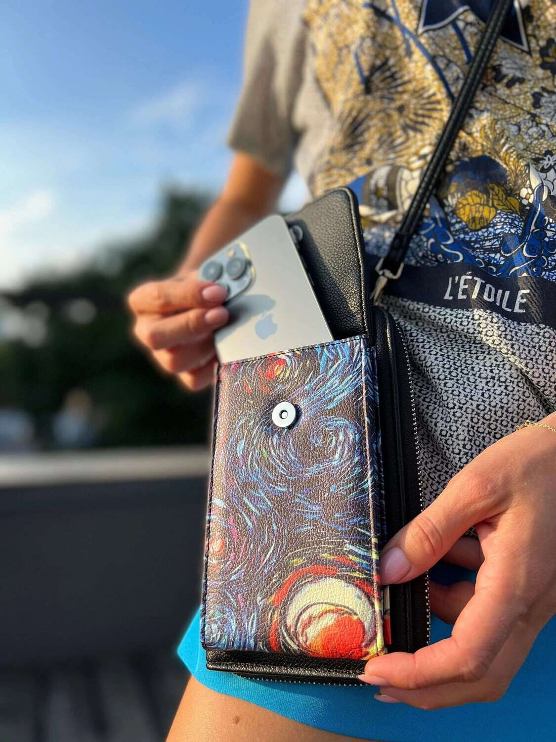 Van Gogh Starry Night phone bag wallet with credit card slots