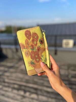 Vincent van Gogh Sunflowers large wallet with coin and card slots