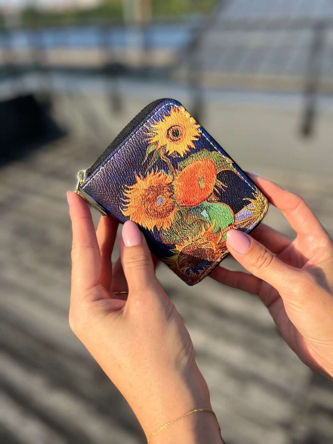 Vincent van Gogh Sunflowers small leather wallet