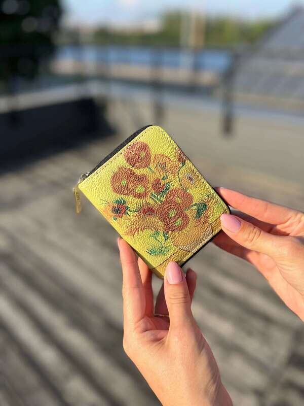 Vincent van Gogh Sunflowers small wallet with card and coin slots