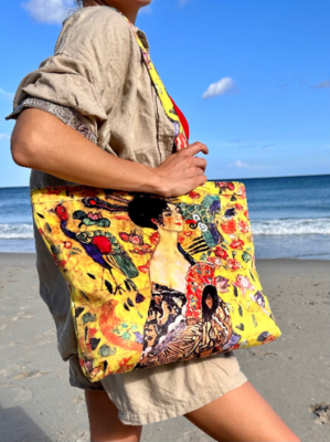 Gustav Klimt Lady with Fan horizontal tote shopper bag