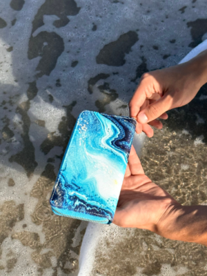 Blue Marble large wallet pouch with card and coin slots