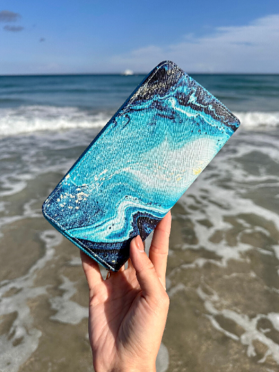 Blue Marble large wallet pouch with card and coin slots