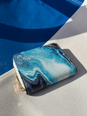 Blue Marble sea small wallet with card and coin slots
