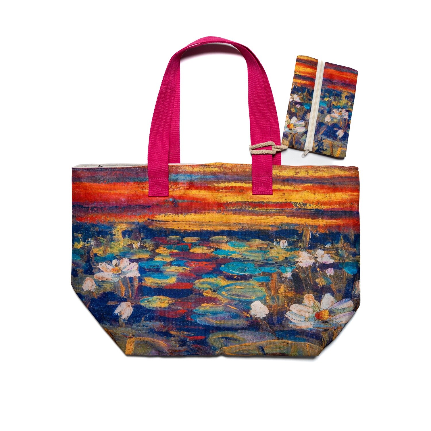 Water Lily Sunset Art Tote Bag