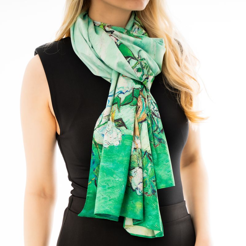 Double-sided scarf Landing Stage with Boats &amp; Van Gogh&#39;s Roses