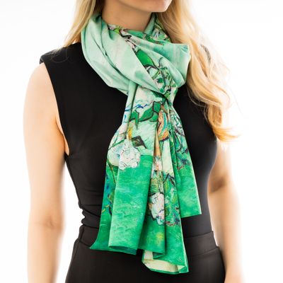 Double-sided scarf Landing Stage with Boats &amp; Van Gogh&#39;s Roses