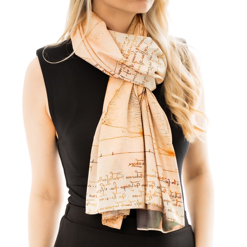 Double-sided renaissance scarf Michelangelo &amp; Da Vinci