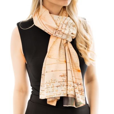 Double-sided renaissance scarf Michelangelo &amp; Da Vinci