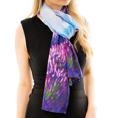 Double-sided scarf Lavender &amp; Sunflower Fields