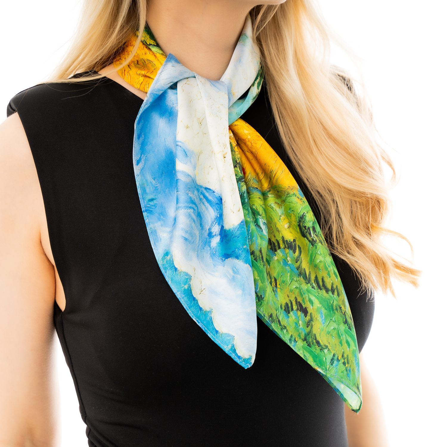 Square scarf Van Gogh Wheat Field with Cypresses