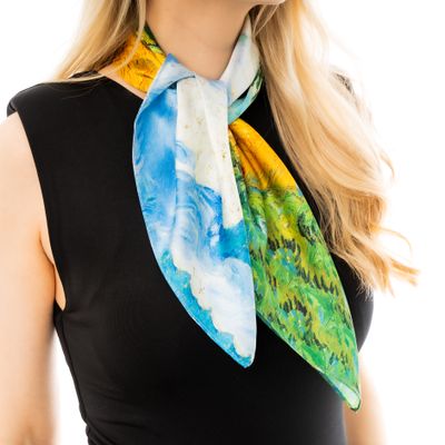 Square scarf Van Gogh Wheat Field with Cypresses