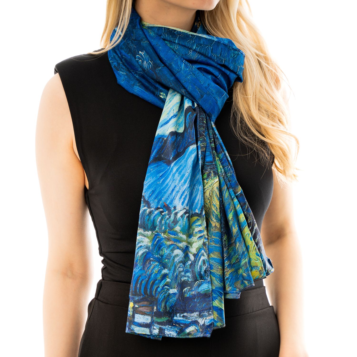 Double-sized Van Gogh scarf Starry Night &amp; Caffe Terrace at Night