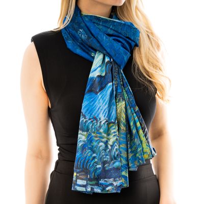 Double-sized Van Gogh scarf Starry Night &amp; Caffe Terrace at Night