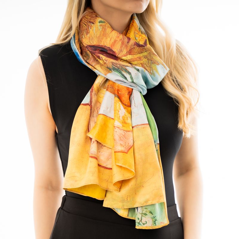 Double-sized Van Gogh scarf Sunflowers &amp; Floral Vase
