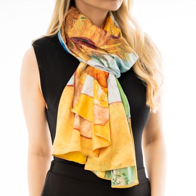 Double-sized Van Gogh scarf Sunflowers &amp; Floral Vase