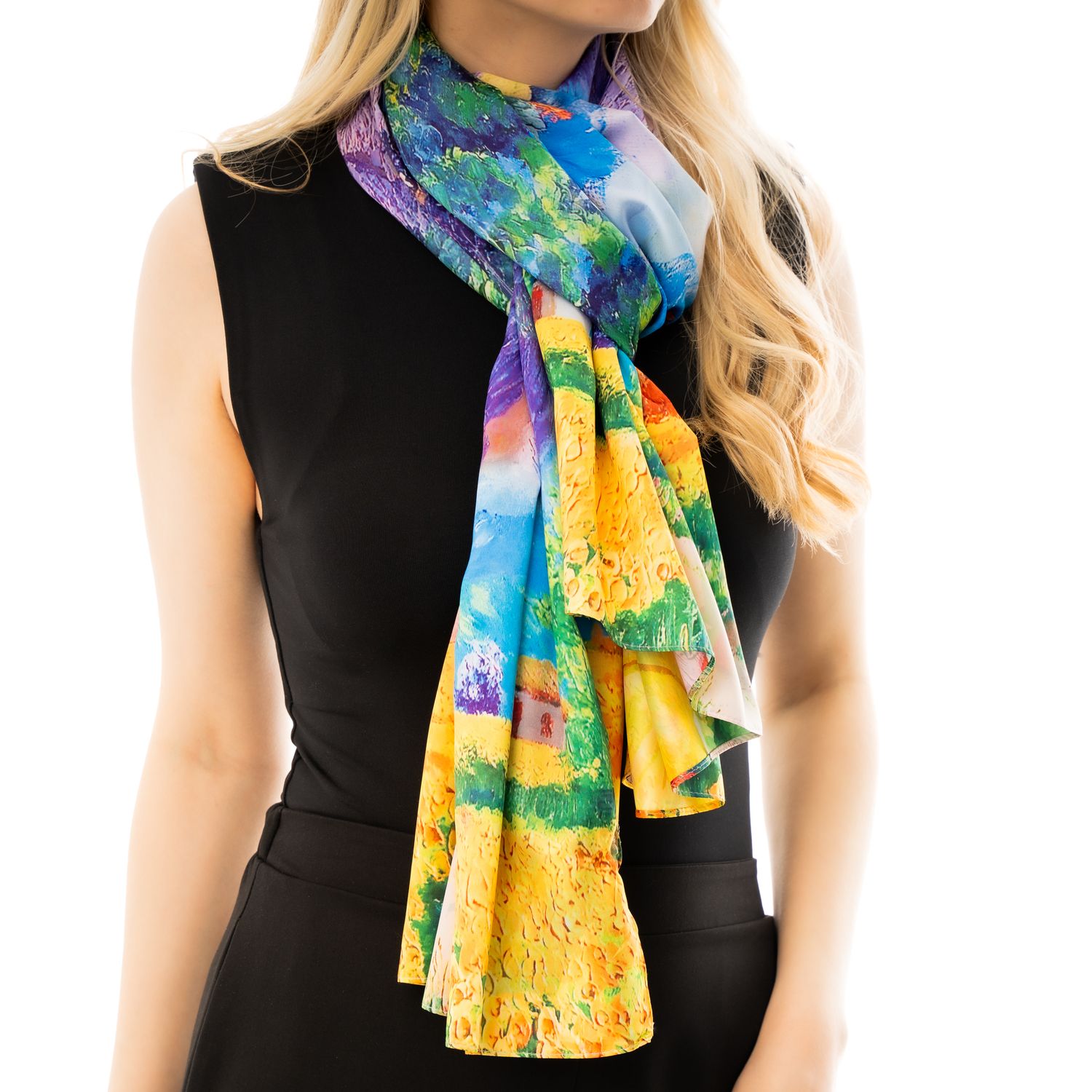 Double-sized scarf Lavender Fields &amp; Watercolor Blooms