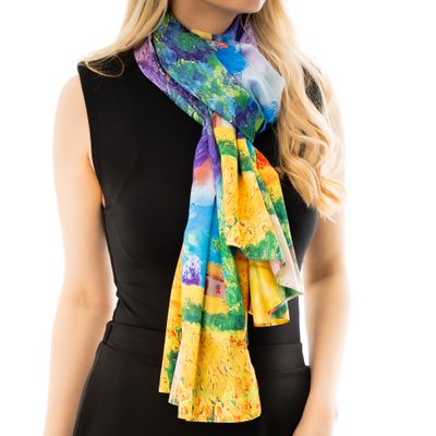 Double-sized scarf Lavender Fields &amp; Watercolor Blooms