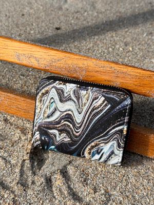 Black Marble sea small wallet with card and coin slots