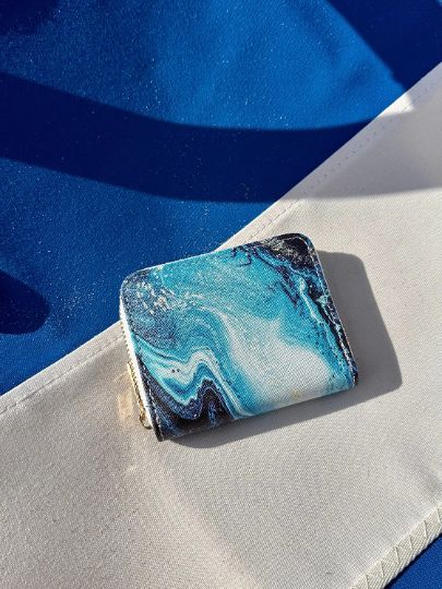 Blue Marble sea small wallet with card and coin slots