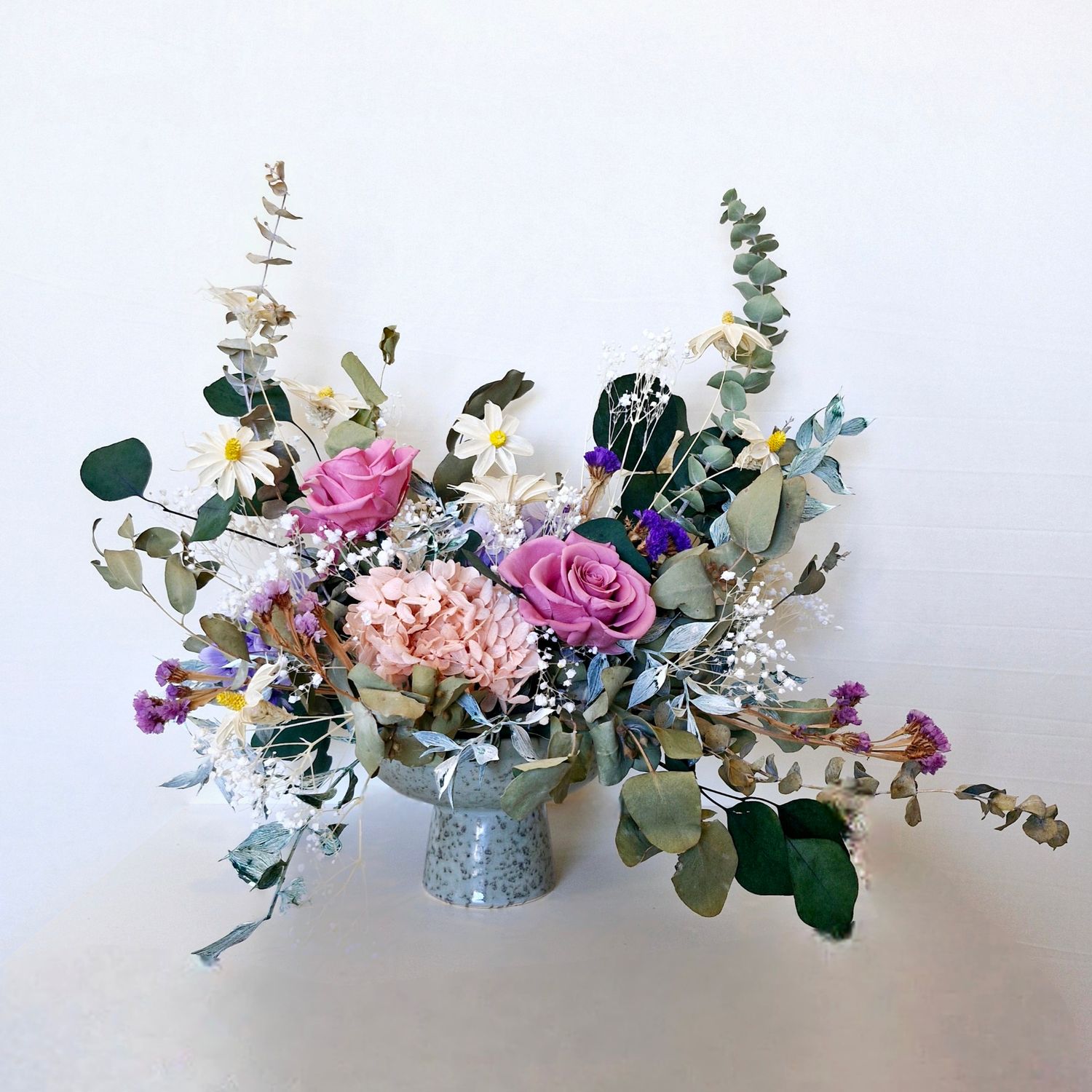 Gardiner | Dried Floral Arrangement in Elegant Compote Vase