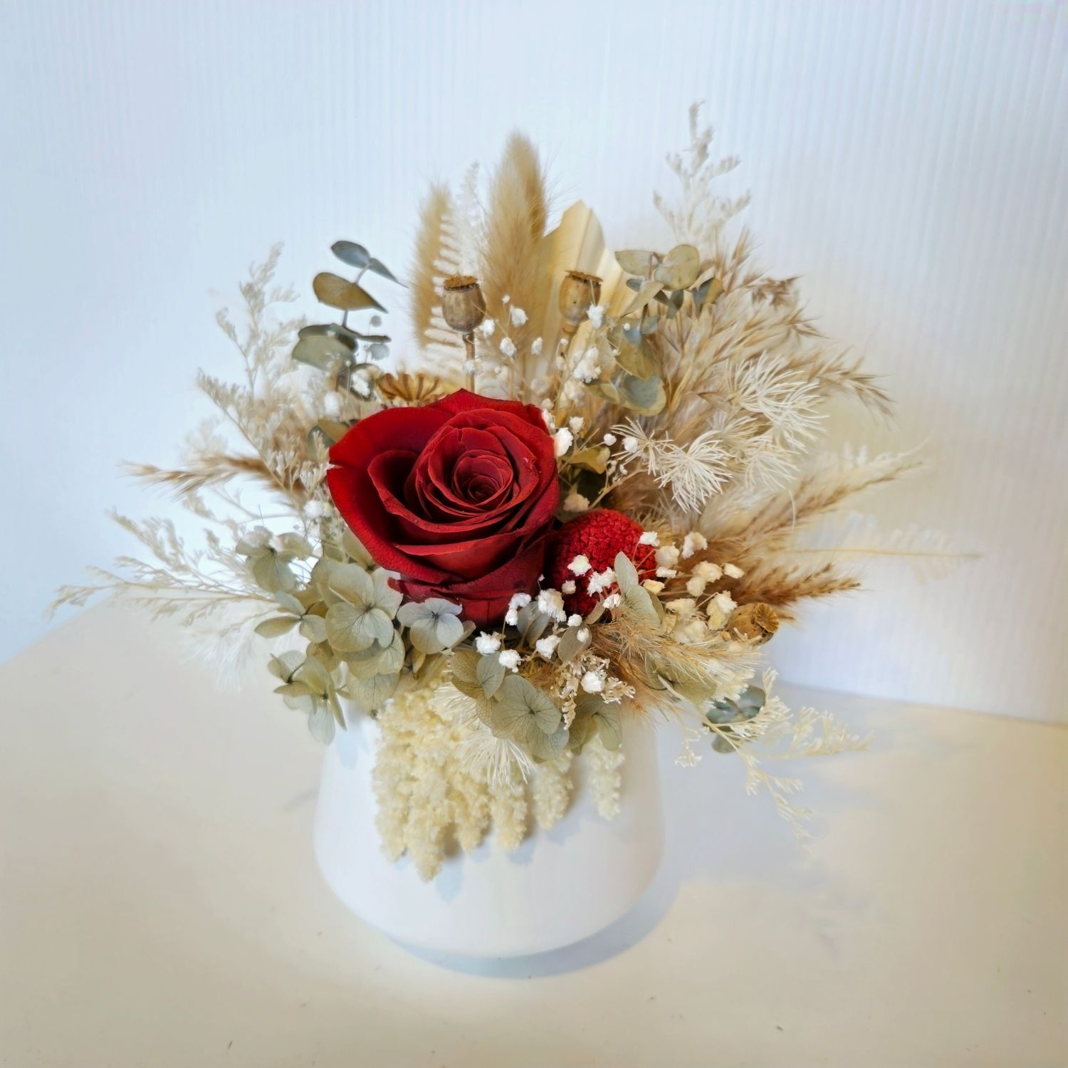 Passion | Dried Floral Arrangement with Red Preserved Rose