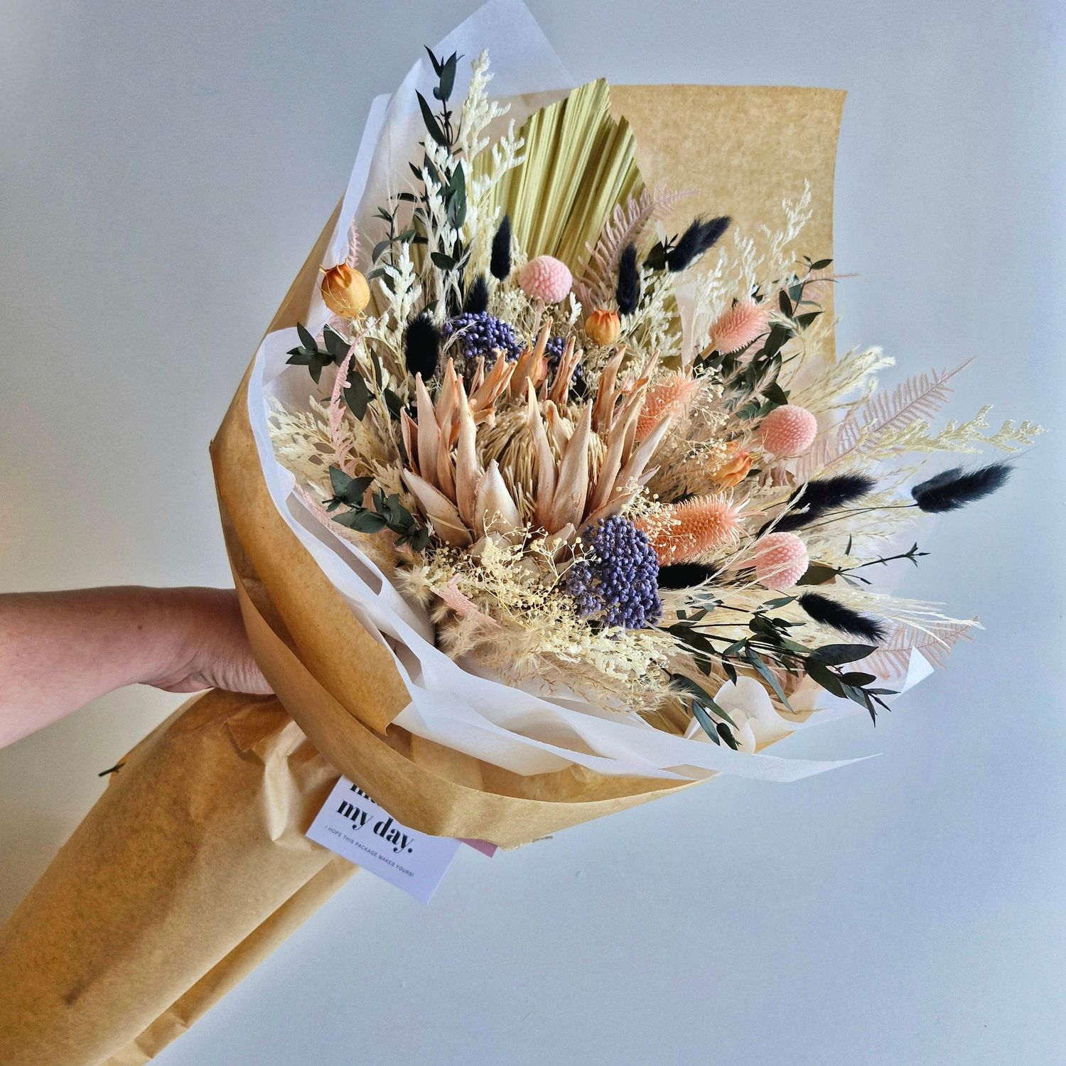 Rebel | Dried Floral Bouquet in Black, Pink &amp; Neutrals