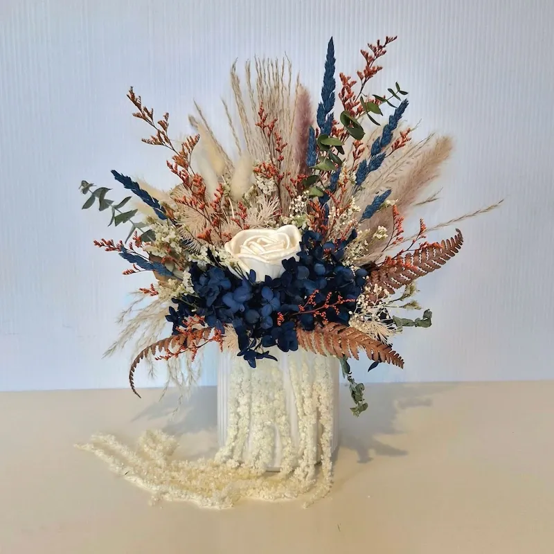 Tide | Modern Dried Floral Pot - Navy &amp; Rust