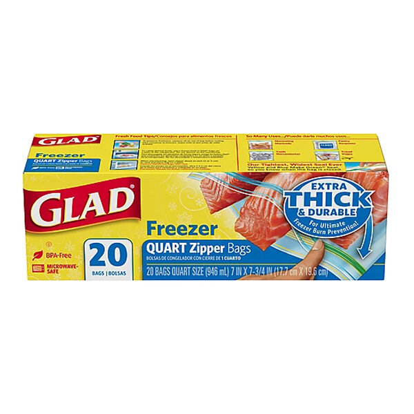 D-GLAD FREEZER ZIPPER QUART BAGS 12X20CT