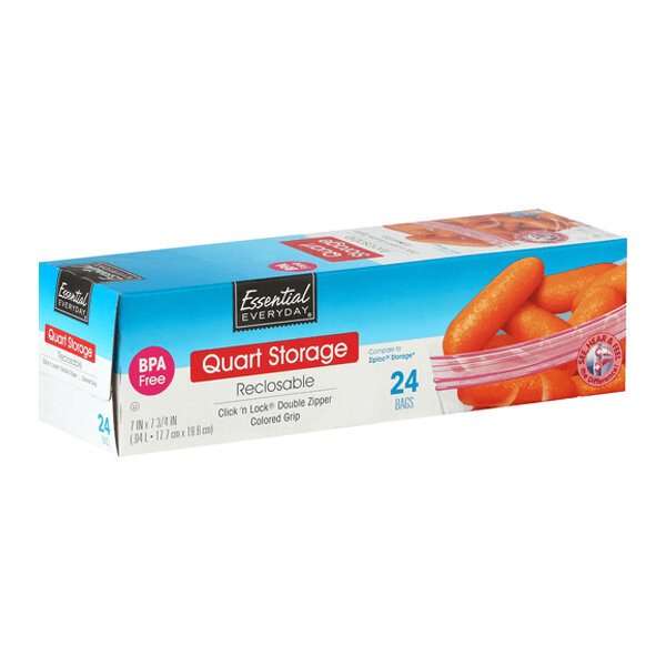 ESSENTIAL-DAY RECLOSEABLE BAG QT 12X24CT